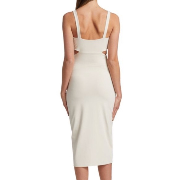 Susana Monaco Crossover Cutout Body-Con Midi Dress in Sugar Size L nwt - Picture 2 of 8